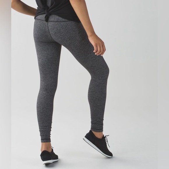 Lululemon Wunder Under Pant (Hi-Rise) In Heathered Herringbone Black Gray Sz 4 - Picture 2 of 12